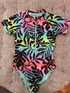 Girls size 10 zip up swimsuit